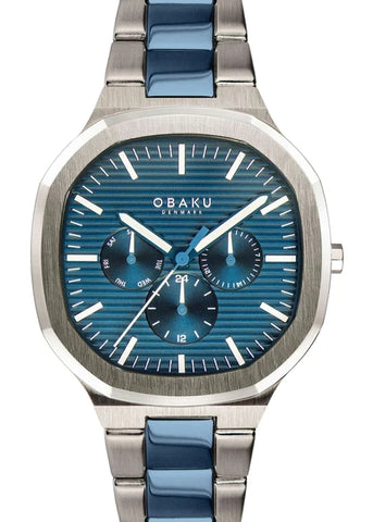 OBAKU ILD-BLUE STAINLESS STEEL OCTAGONAL CASE BLUE DIAL V275GMCLSK