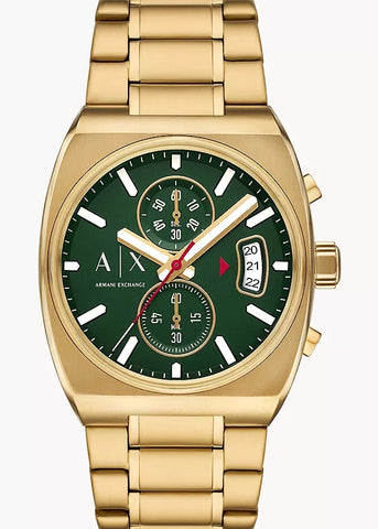 ARMANI EXCHANGE OLIVER CHRONOGRAPH GREEN DIAL GOLD BRACELET AX2822
