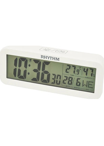 RHYTHM DIGITAL BEEP ALARM CLOCK WHITE PLASTIC CASE LCT107NR03