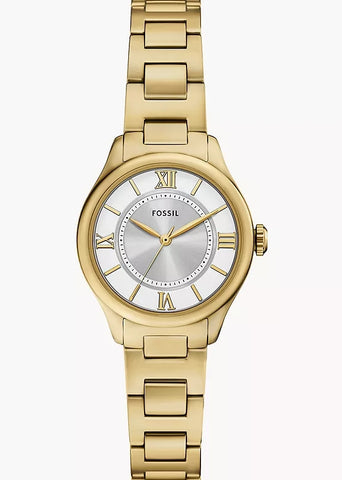 FOSSIL GILMORE SILVER SUNRAY DIAL YELLOW GOLD BRACELET ES5421