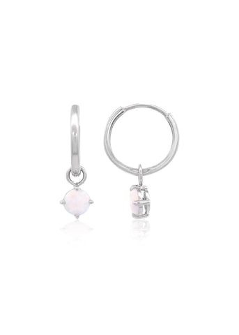 GEORGINI WISTERIA CREATED OPAL DANGLE HOOP EARRINGS SILVER IE1229W
