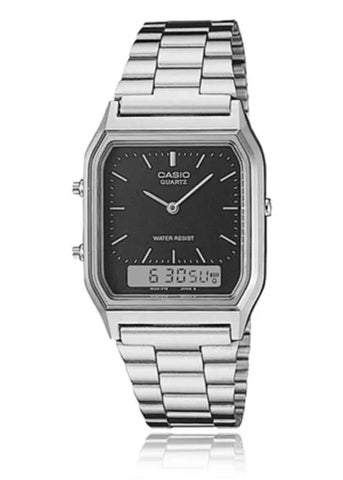 CASIO VINTAGE ANALOGUE / DIGITAL BLACK DIAL STAINLESS AQ230A-1D