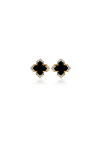 GEORGINI MIDNIGHT VELVET BLACK AGATE FAIRWATER STUD EARRINGS IE1187GB