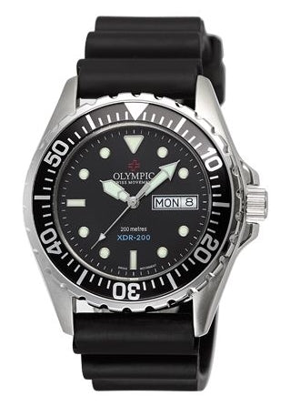 OLYMPIC GENTS DIVERS STAINLESS STEEL CASE BLACK BAND 28545