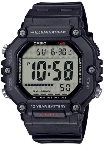 CASIO DIGITAL LARGE LCD DIAL BLACK RESIN BAND AE1600H-1A