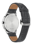 CITIZEN GENTS ECO-DRIVE SILVER DIAL GREY LEATHER BAND BU2110-01A