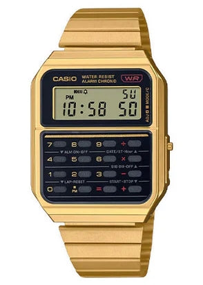 CASIO CLASSIC CALCULATOR GOLD STAINLESS STEEL BAND CA500WEG-1A