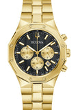 BULOVA GENTS CLASSIC PRESTIGE BLACK DIAL GOLD BRACELET 97B232