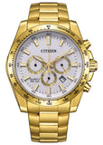 CITIZEN QUARTZ CHRONOGRAPH WHITE DIAL GOLD BRACELET AN8232-53A