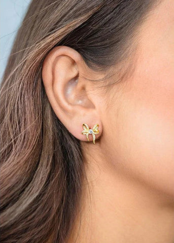 GEORGINI SWEETHEART BOW GOLD EARRINGS IE1157G