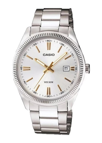 CASIO ANALOGUE SILVER DIAL STAINLESS STEEL BRACELET MTP1302D-7A2