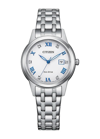 CITIZEN LADIES ECO-DRIVE WHITE DIAL STAINLESS STEEL BRACELET FE1240-81A