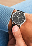 EMPORIO ARMANI KAPPA BLACK DIAL BLACK LEATHER AR11013