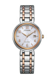 CITIZEN LADIES ECO DRIVE SILVER DIAL ROSE/STAINLESS BRACELET EW2696-84A