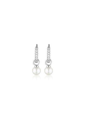 GEORGINI RED CARPET BABY PEARL HOOP EARRINGS SILVER IE1065W