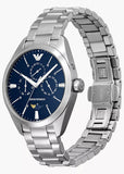 EMPORIO ARMANI CLAUDIO MOONPHASE BLUE DIAL STAINLESS STEEL AR11553