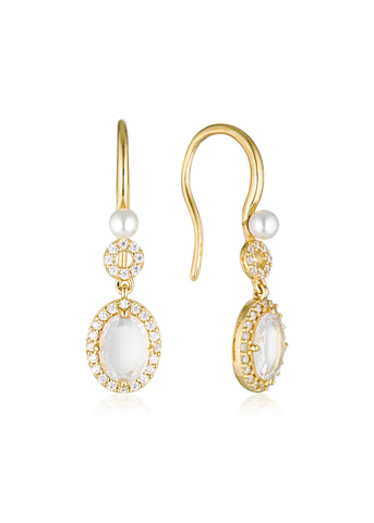 GEORGINI NOEL NIGHTS SLICED STONE PEARL DROP EARRINGS GOLD IE1024G