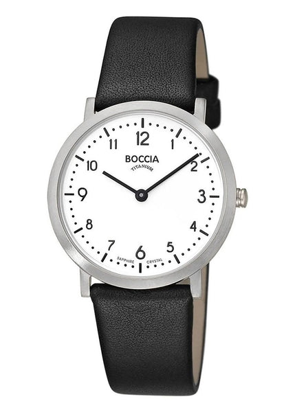 boccia titanium 12 figure dial case black leather band 3335 01