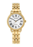 CITIZEN LADIES ECO DRIVE SILVER DIAL GOLD BRACELET EM1052-51A
