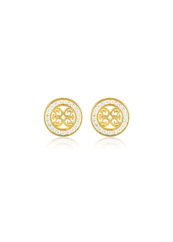 GEORGINI SIGNATURE MEDALION EARRINGS GOLD IE1085G