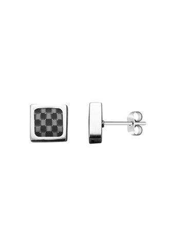 ROCHET JEWELLERY MERCURY STEEL/CARBON SQUARE EARRINGS ZJ HBO532