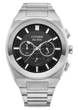 CITIZEN GENTS ECO-DRIVE BLACK DIAL STAINLESS STEEL BRACELET CA4580-50E
