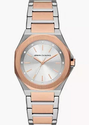 ARMANI EXCHANGE ANDREA TWO-TONE ROSE GOLD STAINLESS STEEL AX4607