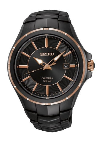 SEIKO COUTURA SPORTS SOLAR ROSE GOLD BLACK BRACELET SNE516P