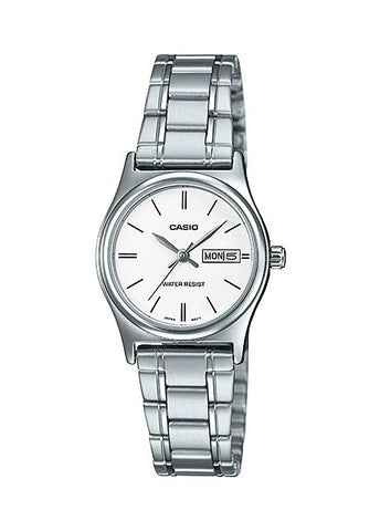 CASIO LADIES ANALOGUE WHITE DIAL STAINLESS STEEL BRACELET LTPV006D-7B2