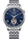 CITIZEN AUTOMATIC OPEN HEART BLUE DIAL STAINLESS STEEL NH9130-84L