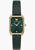 EMPORIO ARMANI GIOIA GREEN DIAL GOLD CASE GREEN LEATHER AR11399