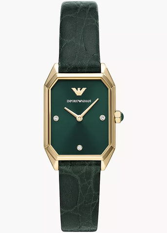 EMPORIO ARMANI GIOIA GREEN DIAL GOLD CASE GREEN LEATHER AR11399