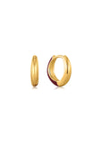 ANIA HAIE CLARET RED ENAMEL GOLD HUGGIE EARRINGS E031-02G-R