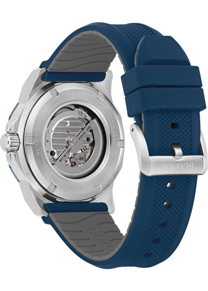 Bulova men's automatic marine star blue silicone strap watch 45mm hotsell