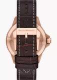 EMPORIO ARMANI DIVER BLUE DIAL ROSE GOLD BROWN LEATHER AR11556