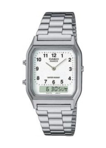 CASIO VINTAGE ANALOGUE / DIGITAL WHITE DIAL STAINLESS AQ230A-7B