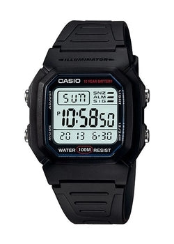 CASIO GENTS DIGITAL BLACK RESIN BAND W800H-1A