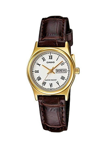 CASIO LADIES ANALOGUE WATCH BROWN LEATHER STRAP LTPV006GL-7B