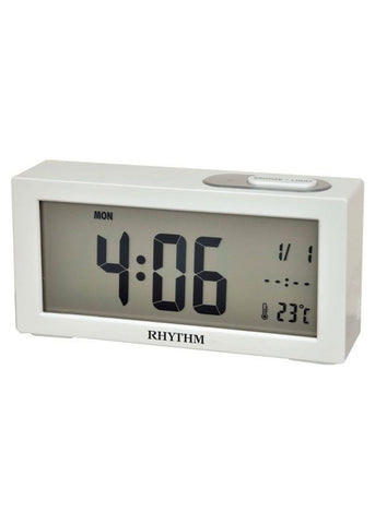 RHYTHM DIGITAL BEEP ALARM CLOCK WHITE PLASTIC CASE LCT092NR03