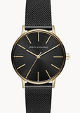 ARMANI EXCHANGE LOLA GOLD/BLACK DIAL BLACK LEATHER BAND AX5548
