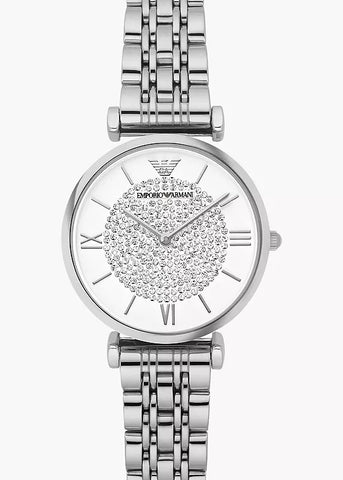 EMPORIO ARMANI GIANNI T-BAR CRYSTAL DIAL STAINLESS BRACELET AR1925