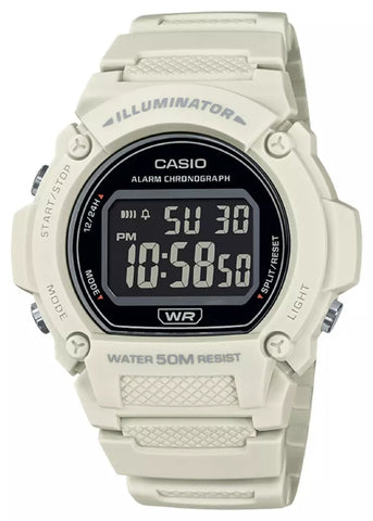 CASIO GENTS DIGITAL CREAM RESIN BAND W219HC-8B