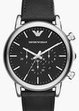 EMPORIO ARMANI LUIGI BLACK DIAL CHRONOGRAPH BLACK LEATHER AR1828