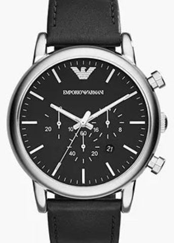 EMPORIO ARMANI LUIGI BLACK DIAL CHRONOGRAPH BLACK LEATHER AR1828