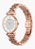 EMPORIO ARMANI GIANNI T-BAR CRYSTAL DIAL ROSE GOLD BRACELET AR11244