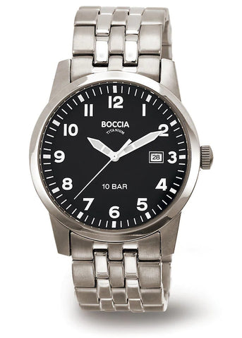 BOCCIA GENTS TITANIUM BRACELET BLACK DIAL 3631-02