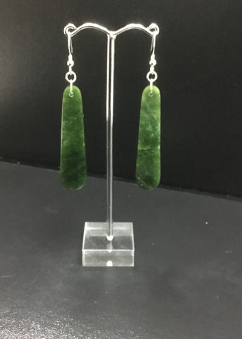 NZ GREENSTONE DROP EARRINGS BD263 50MM W