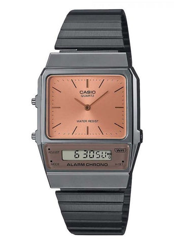 CASIO VINTAGE ANALOGUE / DIGITAL ORANGE GUNMETAL BRACELET AQ800ECGG-4A