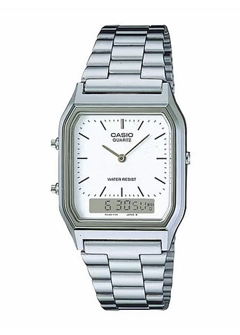 CASIO VINTAGE ANALOGUE / DIGITAL WHITE  DIAL STAINLESS AQ230A-7D