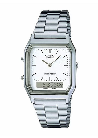 CASIO VINTAGE ANALOGUE / DIGITAL WHITE DIAL STAINLESS AQ230A-7D